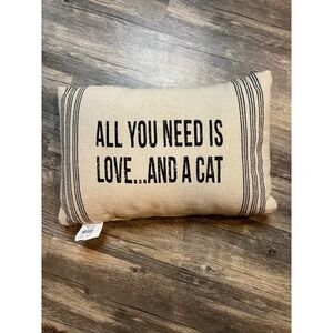 Love and a Cat Cotton Throw Pillow